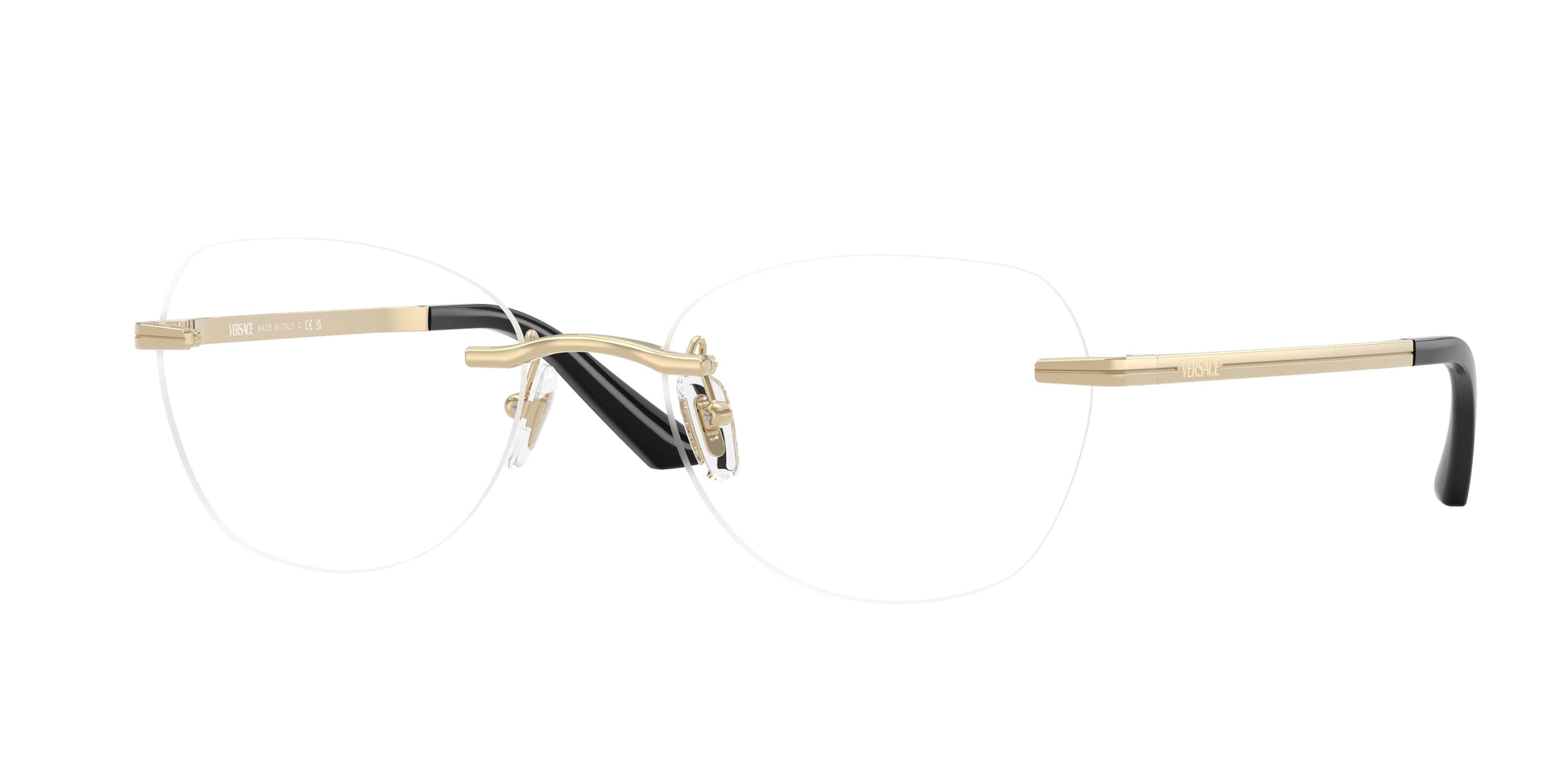 Versace VE1314D Geometric Eyeglasses in Pale Gold, front view