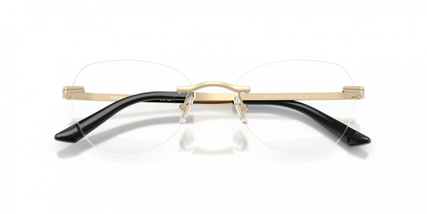 Versace VE1314D Geometric Eyeglasses in Pale Gold, angle view