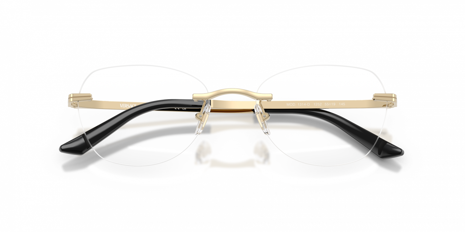 Versace VE1314D Geometric Eyeglasses in Pale Gold, angle view