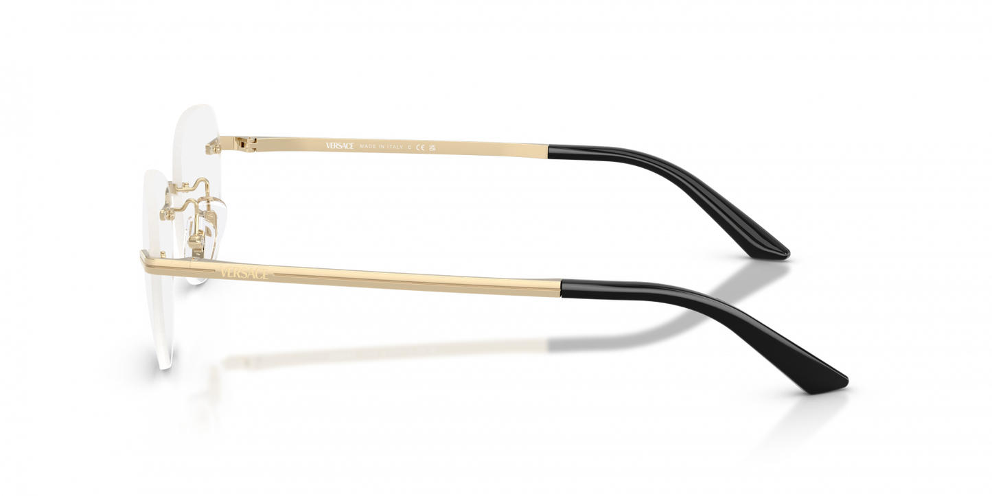 Versace VE1314D Geometric Eyeglasses in Pale Gold, detail view