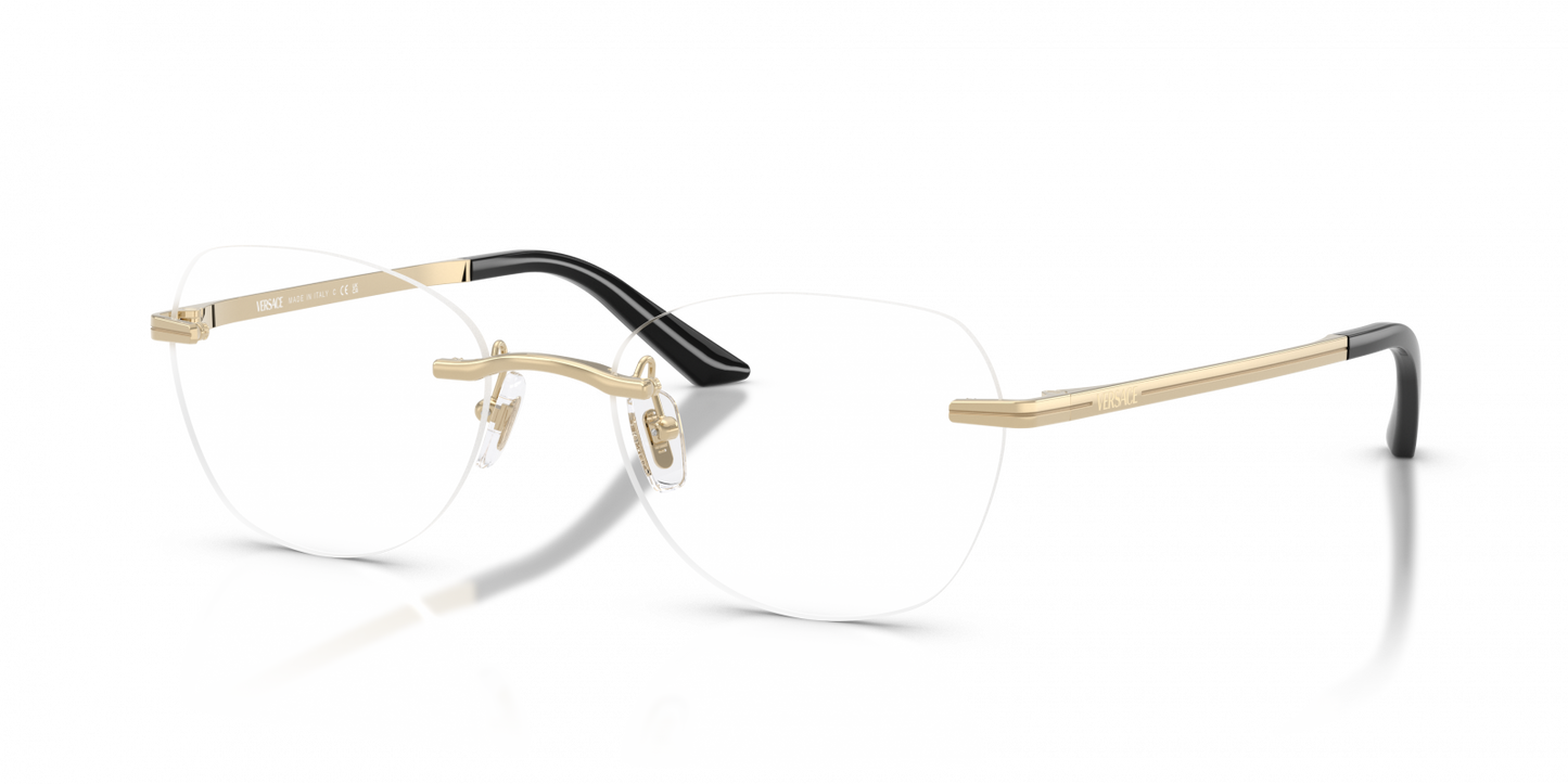Versace VE1314D Geometric Eyeglasses in Pale Gold, detail view