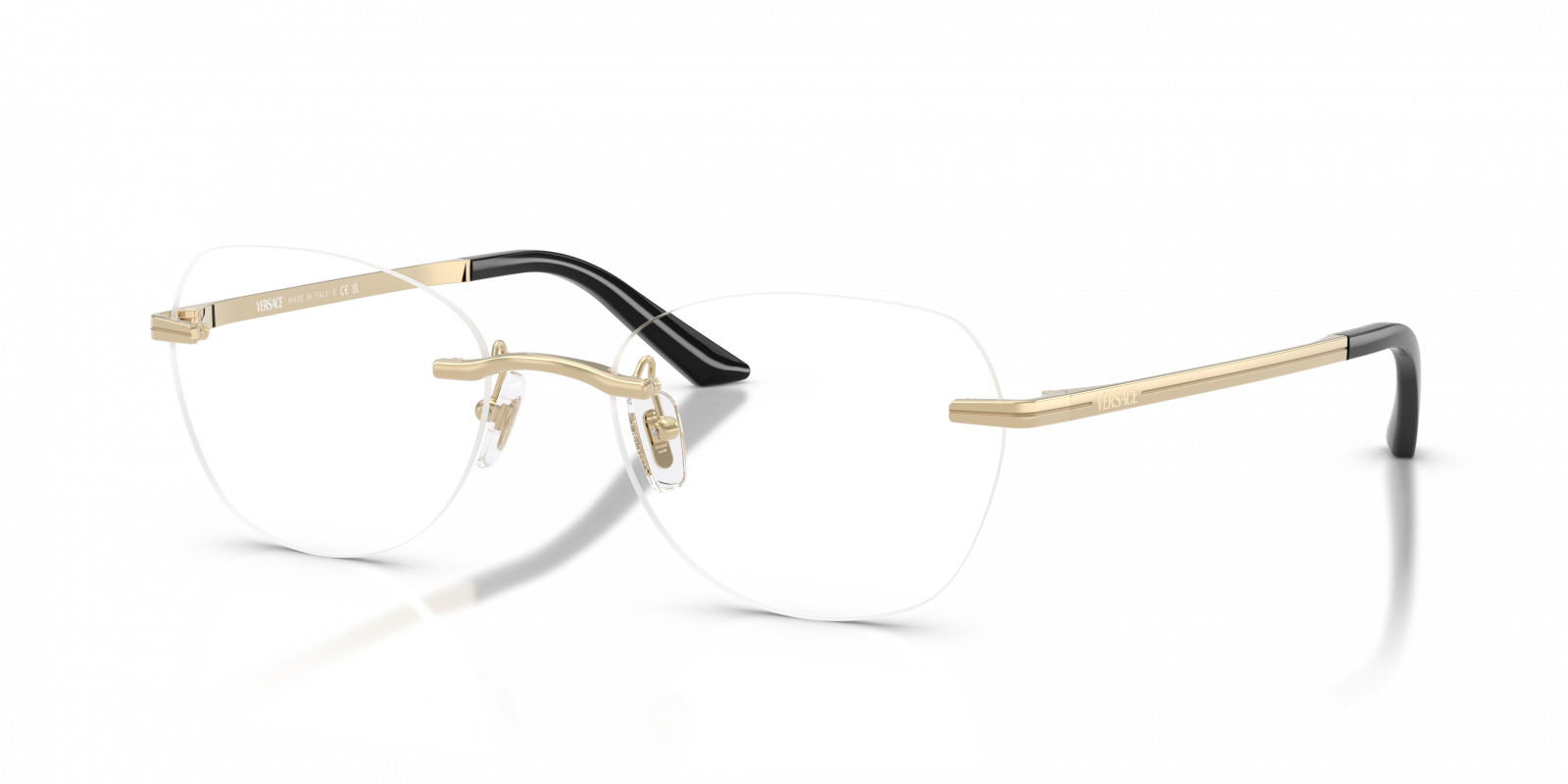 Versace VE1314D Geometric Eyeglasses in Pale Gold, detail view