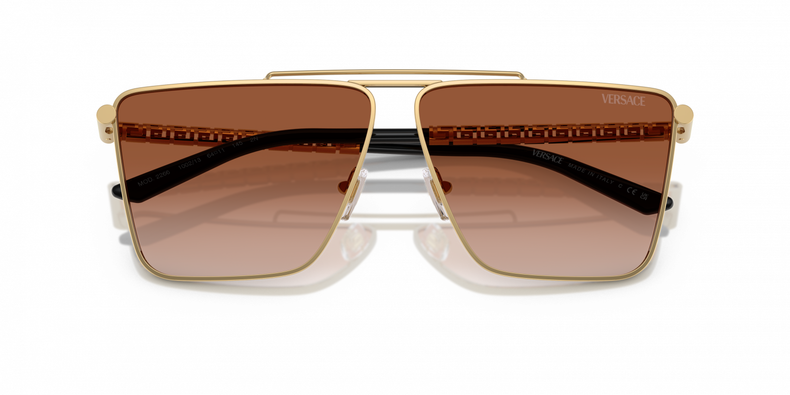 Versace VE2266S Square Sunglasses in Brown Gradient / Gold, angle view
