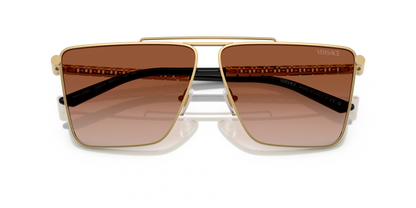 Versace VE2266S Square Sunglasses in Brown Gradient / Gold, angle view