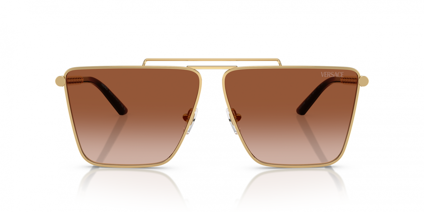 Versace VE2266S Square Sunglasses in Brown Gradient / Gold, back view