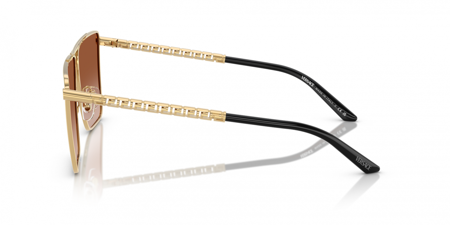Versace VE2266S Square Sunglasses in Brown Gradient / Gold, detail view