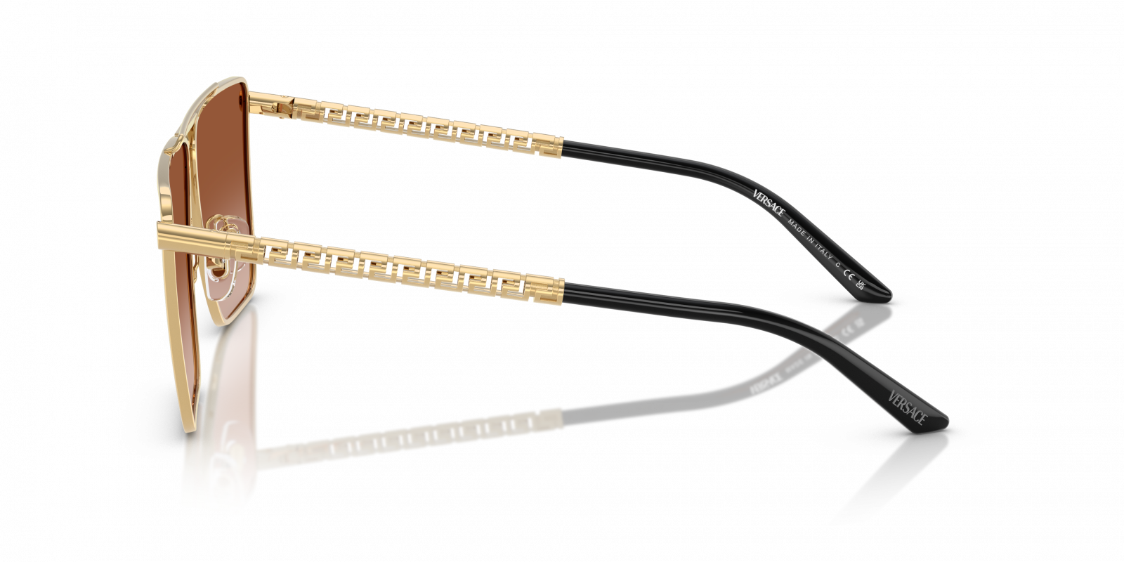 Versace VE2266S Square Sunglasses in Brown Gradient / Gold, detail view