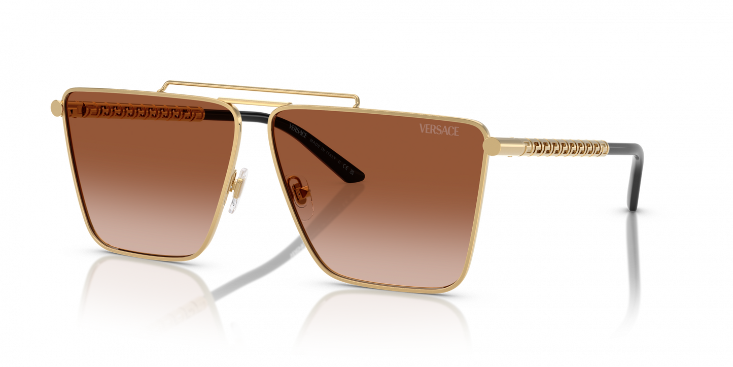 Versace VE2266S Square Sunglasses in Brown Gradient / Gold, detail view