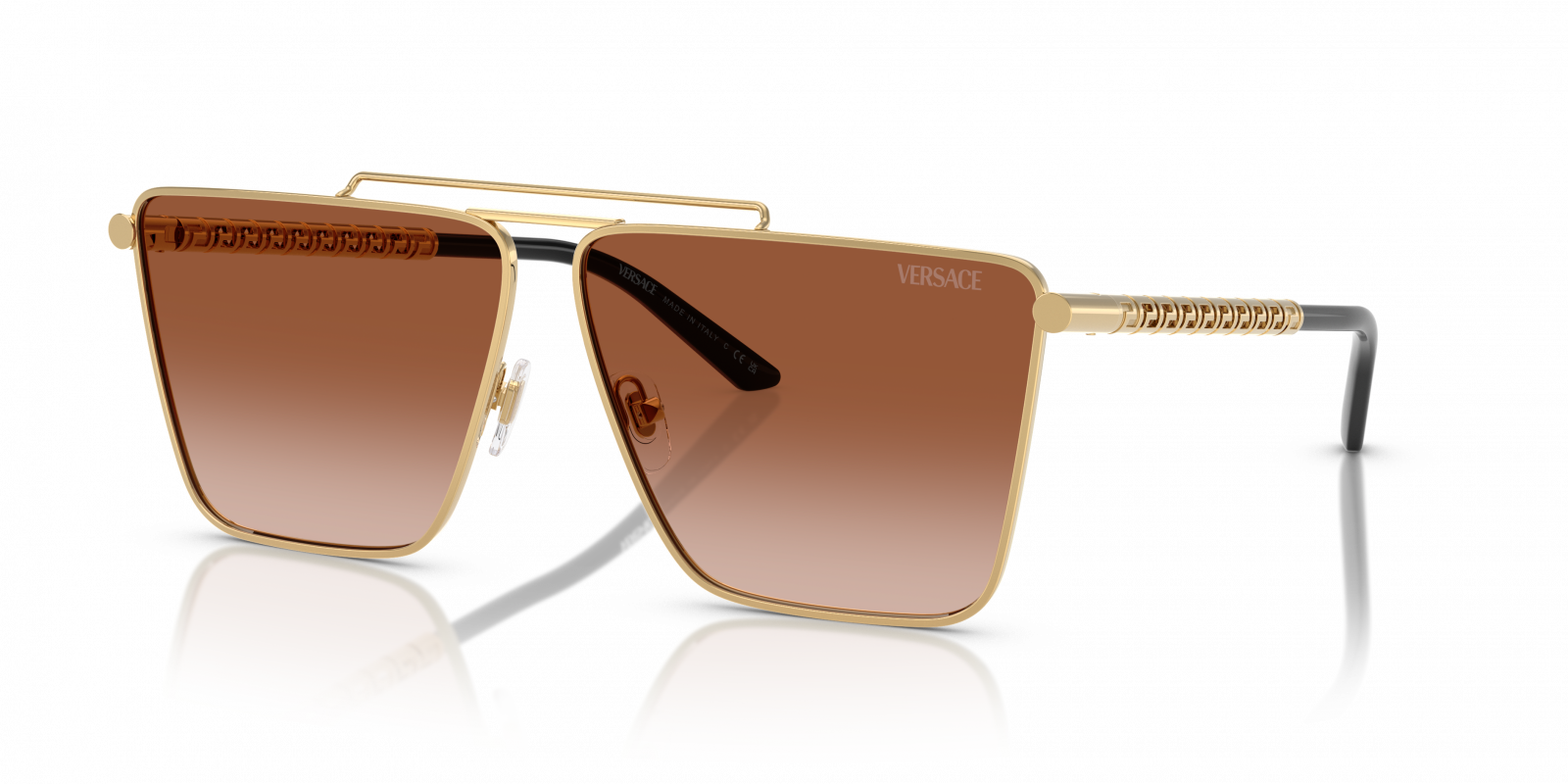 Versace VE2266S Square Sunglasses in Brown Gradient / Gold, detail view