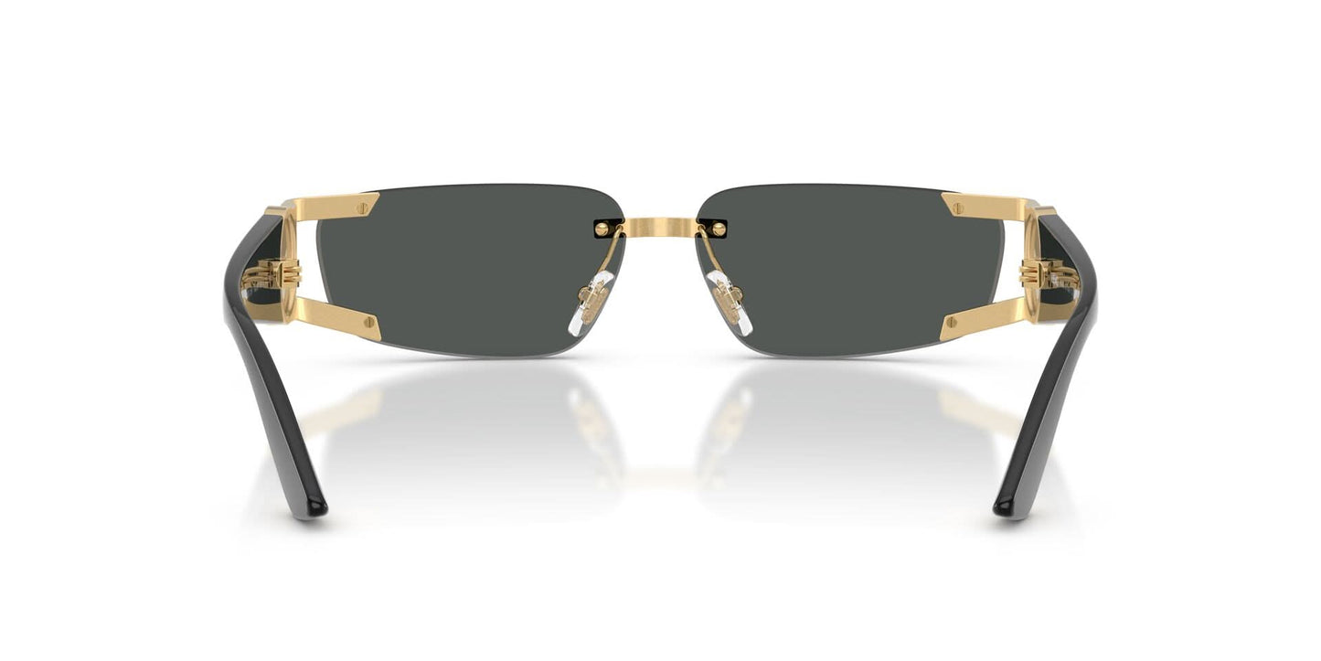 Versace VE2291/S Rectangle Sunglasses in Solid Grey Lenses With Gold Frame, back view