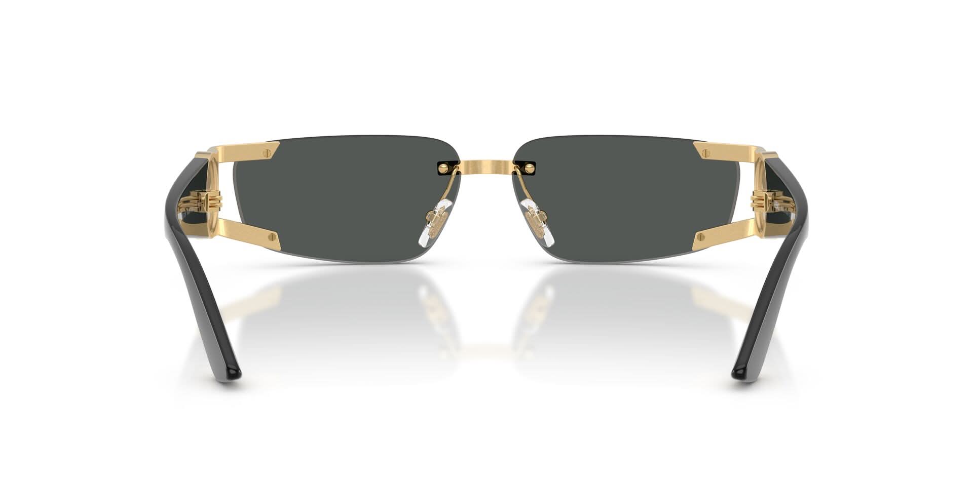Versace VE2291/S Rectangle Sunglasses in Solid Grey Lenses With Gold Frame, back view