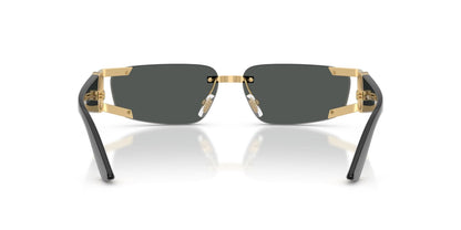 Versace VE2291/S Rectangle Sunglasses in Solid Grey Lenses With Gold Frame, back view