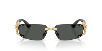 Versace VE2291/S Rectangle Sunglasses in Solid Grey Lenses With Gold Frame, front view