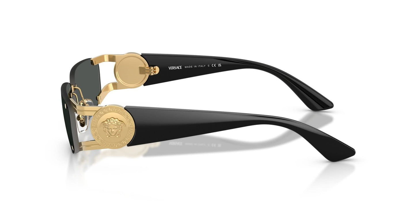Versace VE2291/S Rectangle Sunglasses in Solid Grey Lenses With Gold Frame, side view