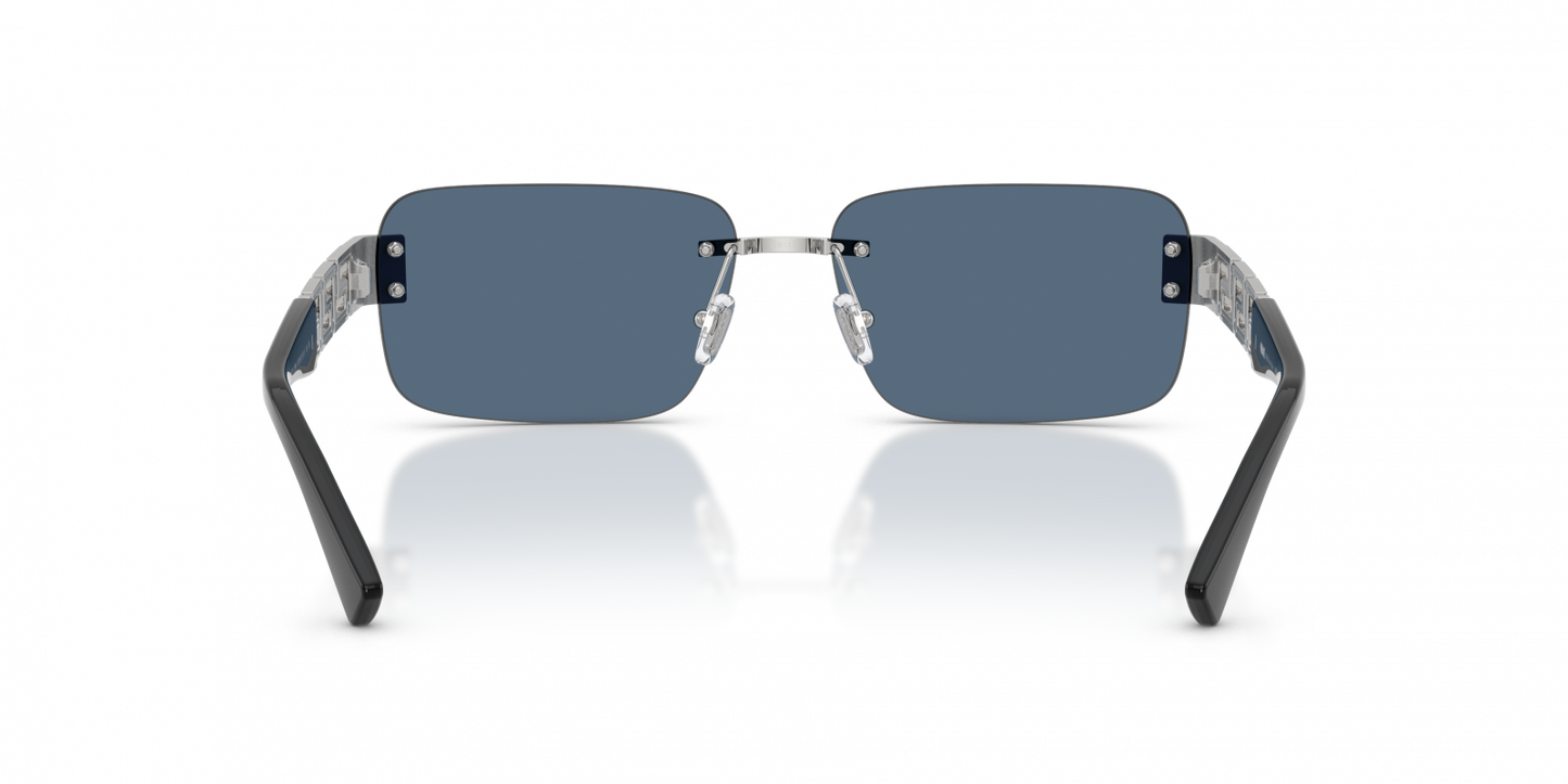 Versace VE2298/S Rectangle Sunglasses in Dark Blue / Silver, angle view