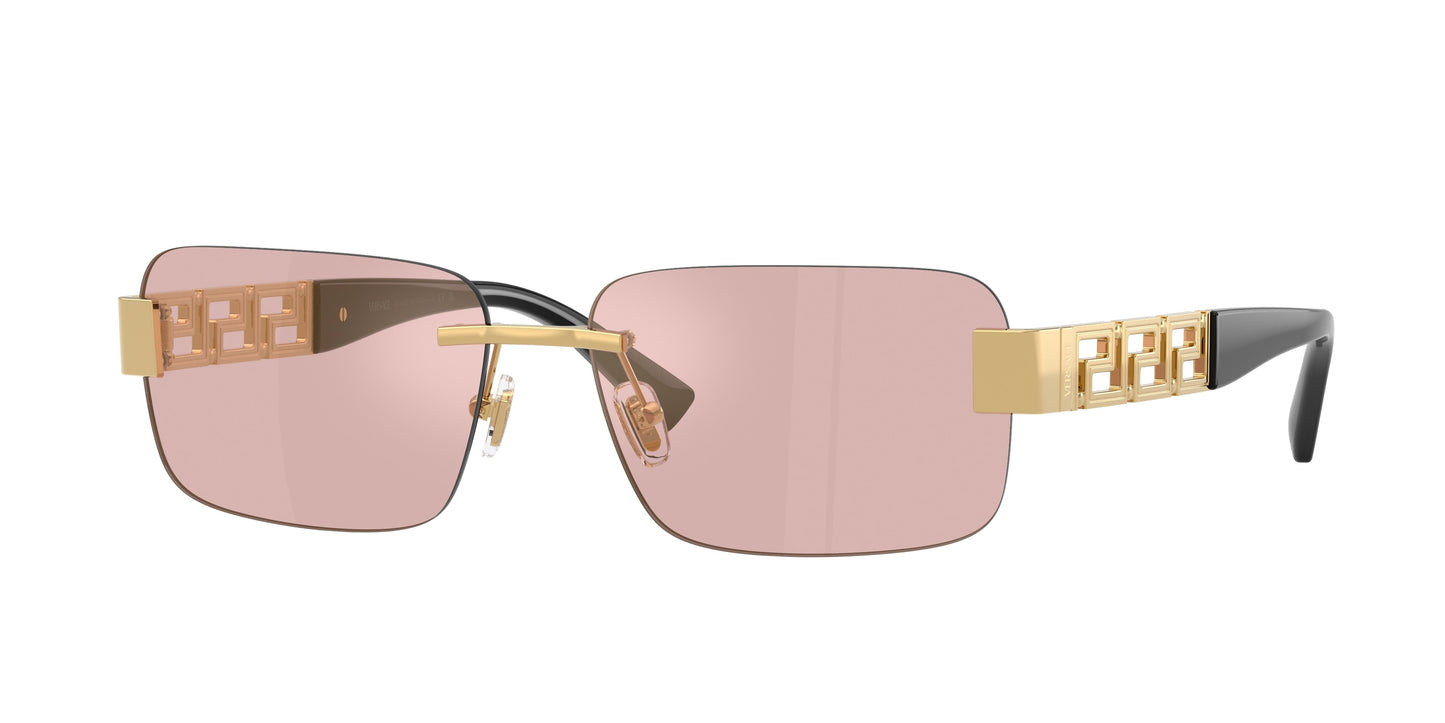 Versace VE2298/S Rectangle Sunglasses in Pink Mirror Gold / Gold, front view