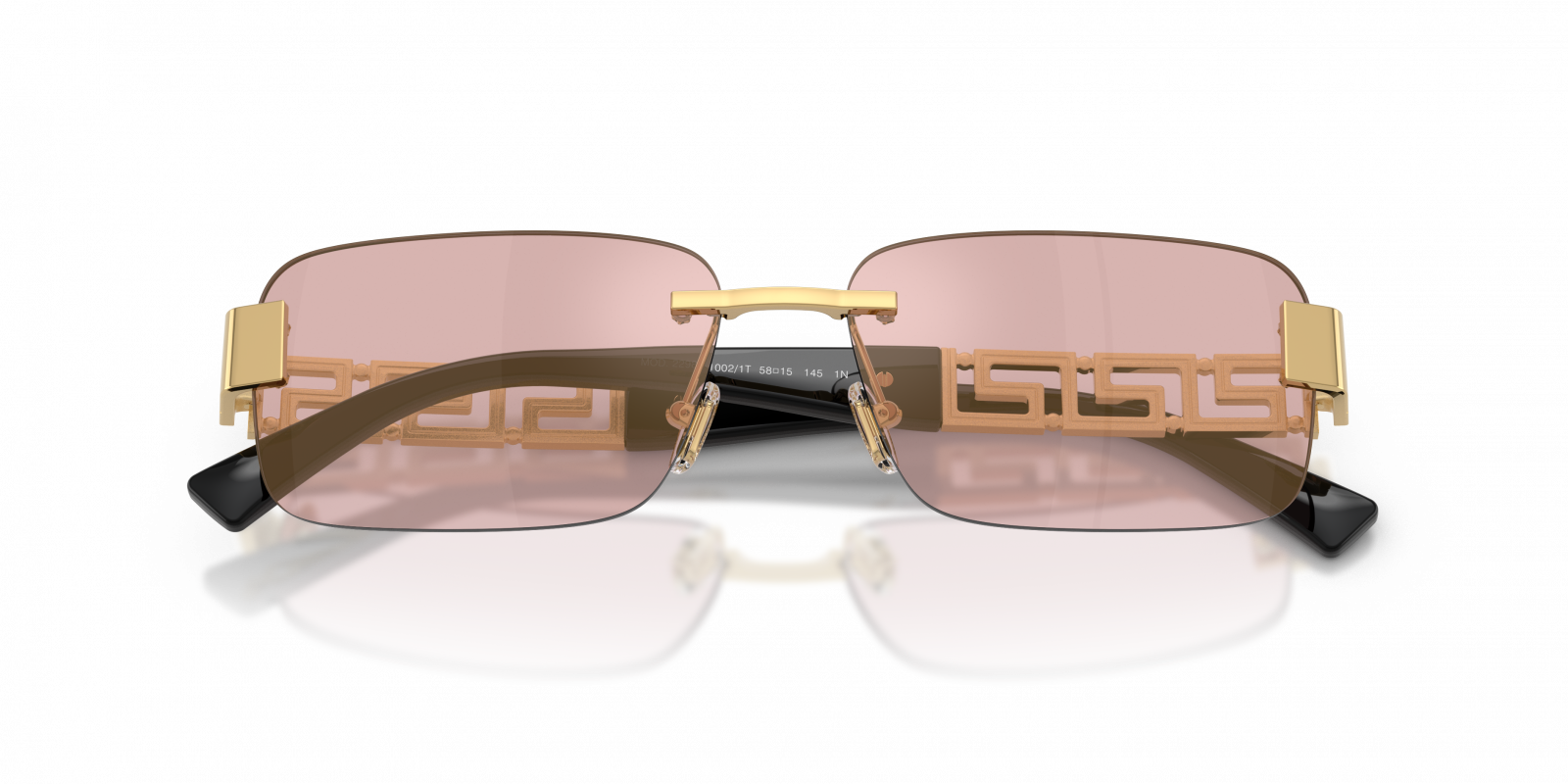 Versace VE2298/S Rectangle Sunglasses in Pink Mirror Gold / Gold, angle view