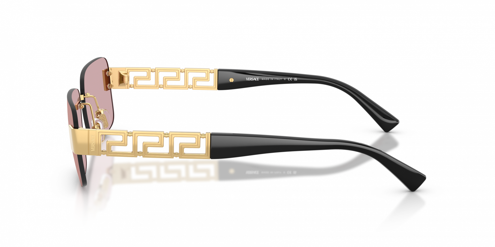 Versace VE2298/S Rectangle Sunglasses in Pink Mirror Gold / Gold, back view