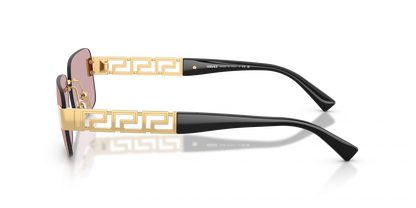 Versace VE2298/S Rectangle Sunglasses in Pink Mirror Gold / Gold, back view