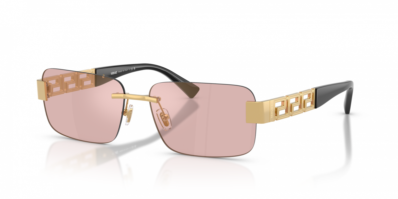 Versace VE2298/S Rectangle Sunglasses in Pink Mirror Gold / Gold, detail view