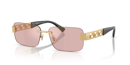Versace VE2298/S Rectangle Sunglasses in Pink Mirror Gold / Gold, detail view