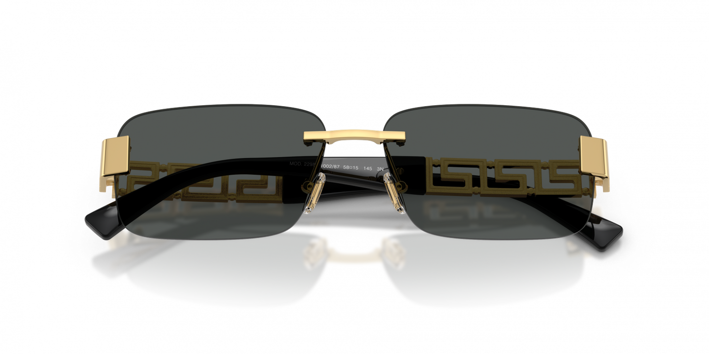 Versace VE2298/S Rectangle Sunglasses in Dark Grey / Gold, angle view