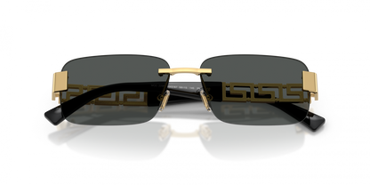 Versace VE2298/S Rectangle Sunglasses in Dark Grey / Gold, angle view