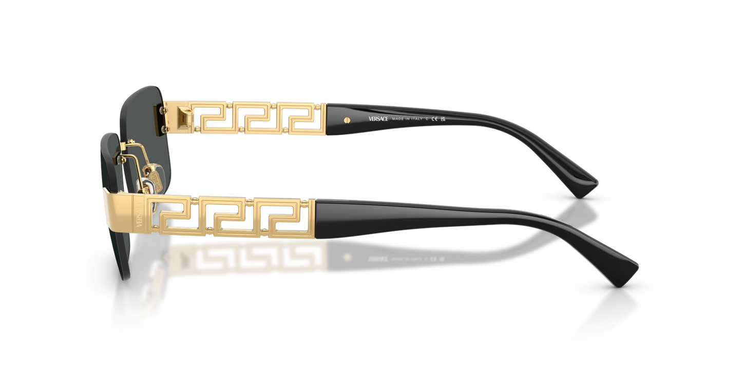 Versace VE2298/S Rectangle Sunglasses in Dark Grey / Gold, back view