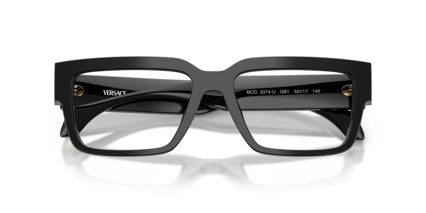Versace VE3374U Square Eyeglasses in Black, detail view