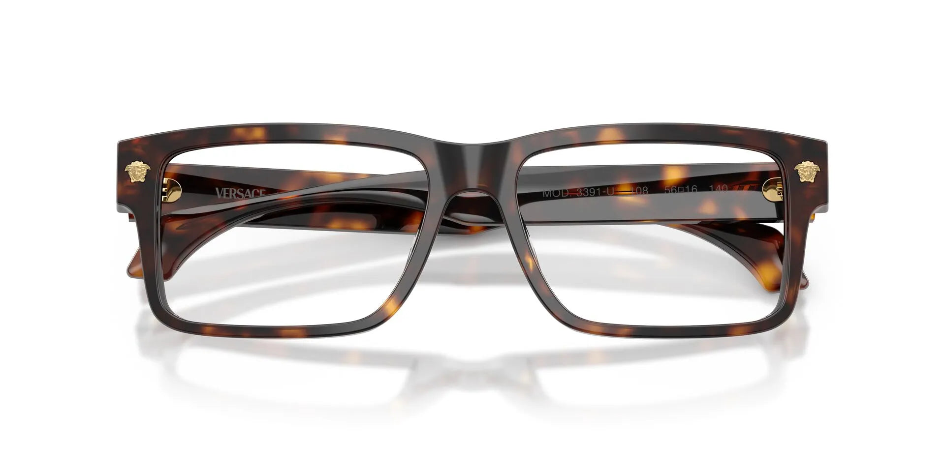 Versace VE3391U Rectangle Eyeglasses in Dark Tortoise, detail view