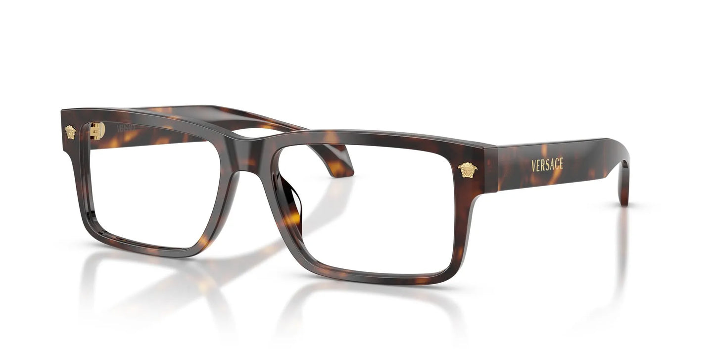 Versace VE3391U Rectangle Eyeglasses in Dark Tortoise, angle view