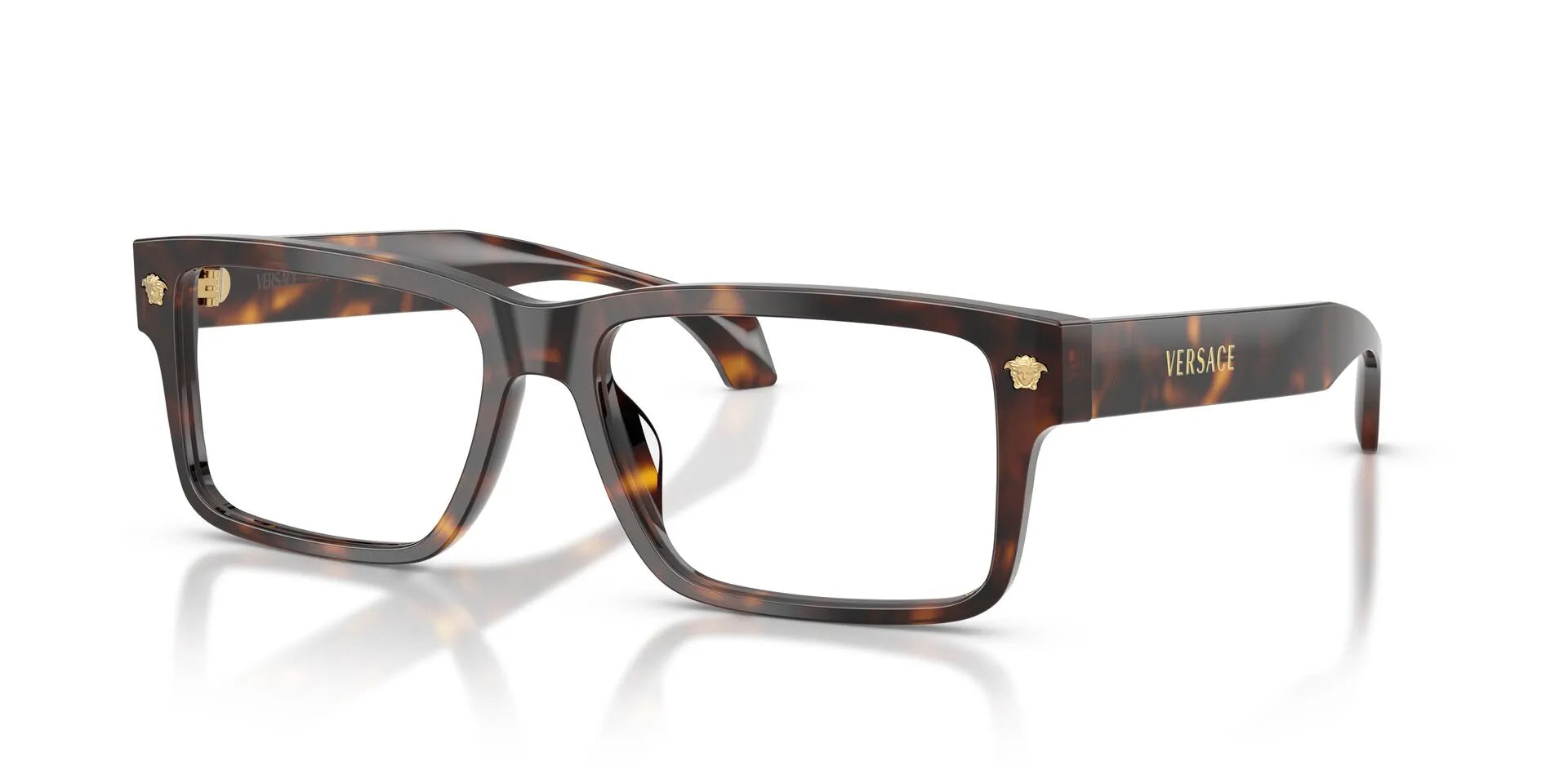 Versace VE3391U Rectangle Eyeglasses in Dark Tortoise, angle view