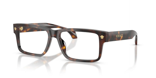 Versace VE3391U Rectangle Eyeglasses in Dark Tortoise, angle view
