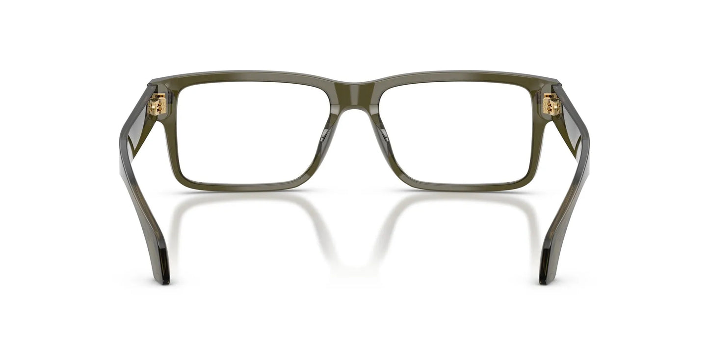 Versace VE3391U Rectangle Eyeglasses in Transparent Dark Olive Green, back view