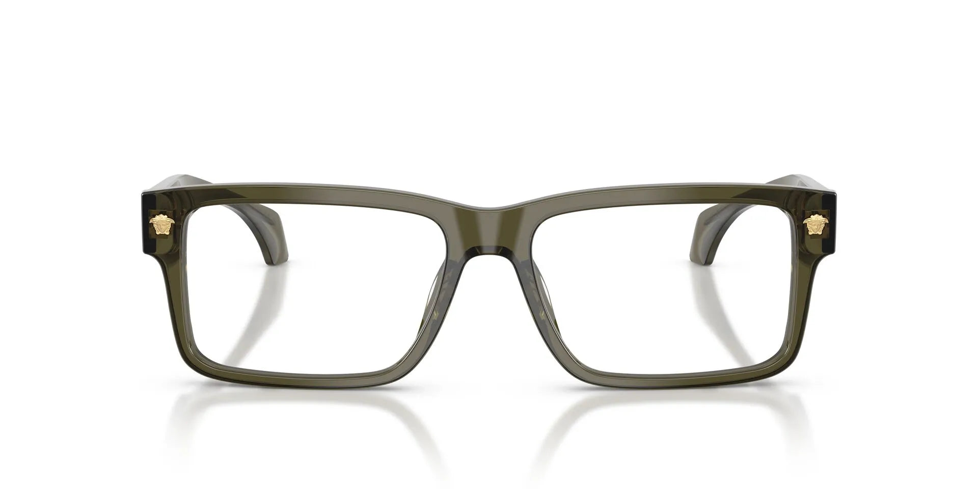 Versace VE3391U Rectangle Eyeglasses in Transparent Dark Olive Green, front view
