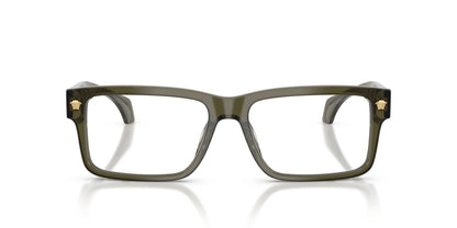 Versace VE3391U Rectangle Eyeglasses in Transparent Dark Olive Green, front view