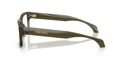 Versace VE3391U Rectangle Eyeglasses in Transparent Dark Olive Green, side view