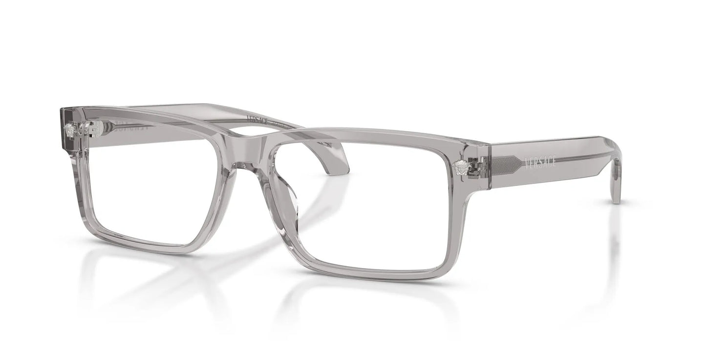 Versace VE3391U Rectangle Eyeglasses in Transparent Light Grey, angle view