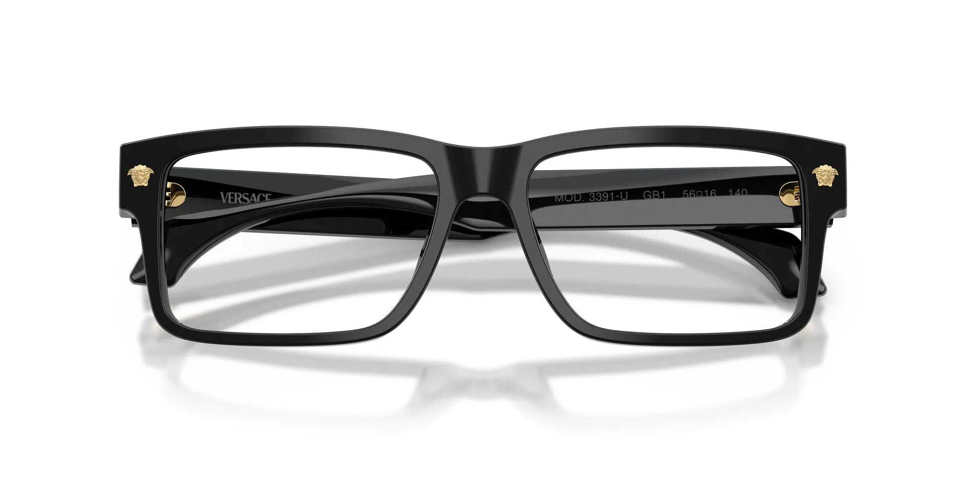 Versace VE3391U Rectangle Eyeglasses in Black, detail view