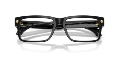 Versace VE3391U Rectangle Eyeglasses in Black, detail view