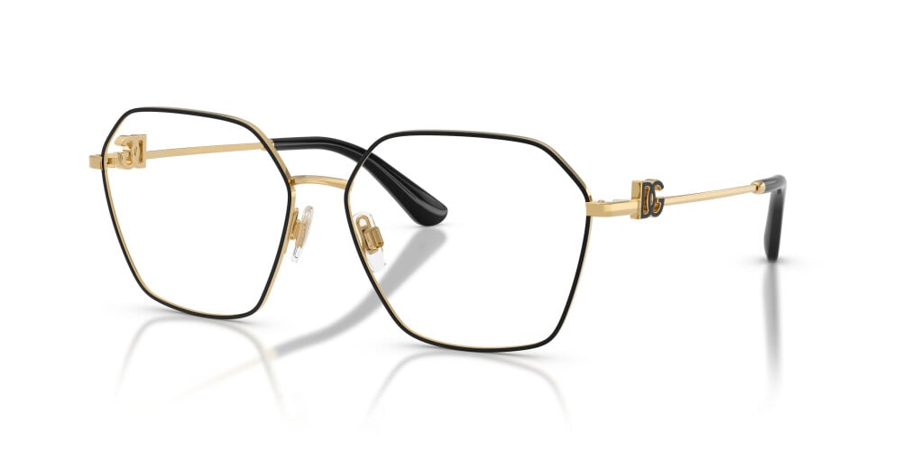 Dolce & Gabbana DG1366 Pilot Eyeglasses in Gold/Black, angle view