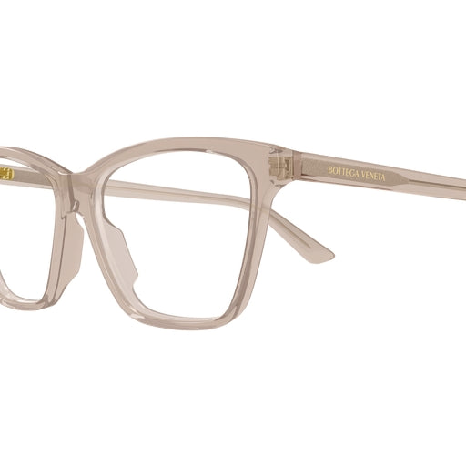 Bottega Veneta BV1421O Cat Eye Eyeglasses in Clear Lenses With Brown Frame, angle view