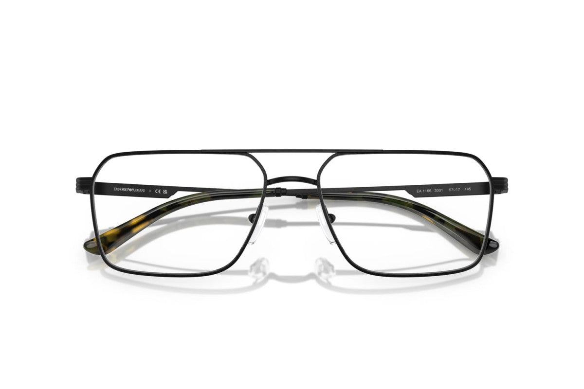 Emporio Armani EA1166 Square Eyeglasses in Matte Black, detail view