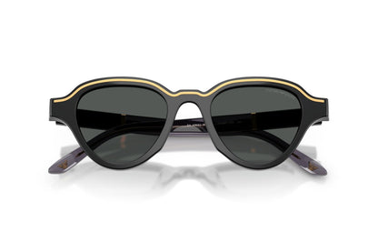 Emporio Armani EA4264/S Geometric Sunglasses in Dark Grey / Glossy Black, detail view