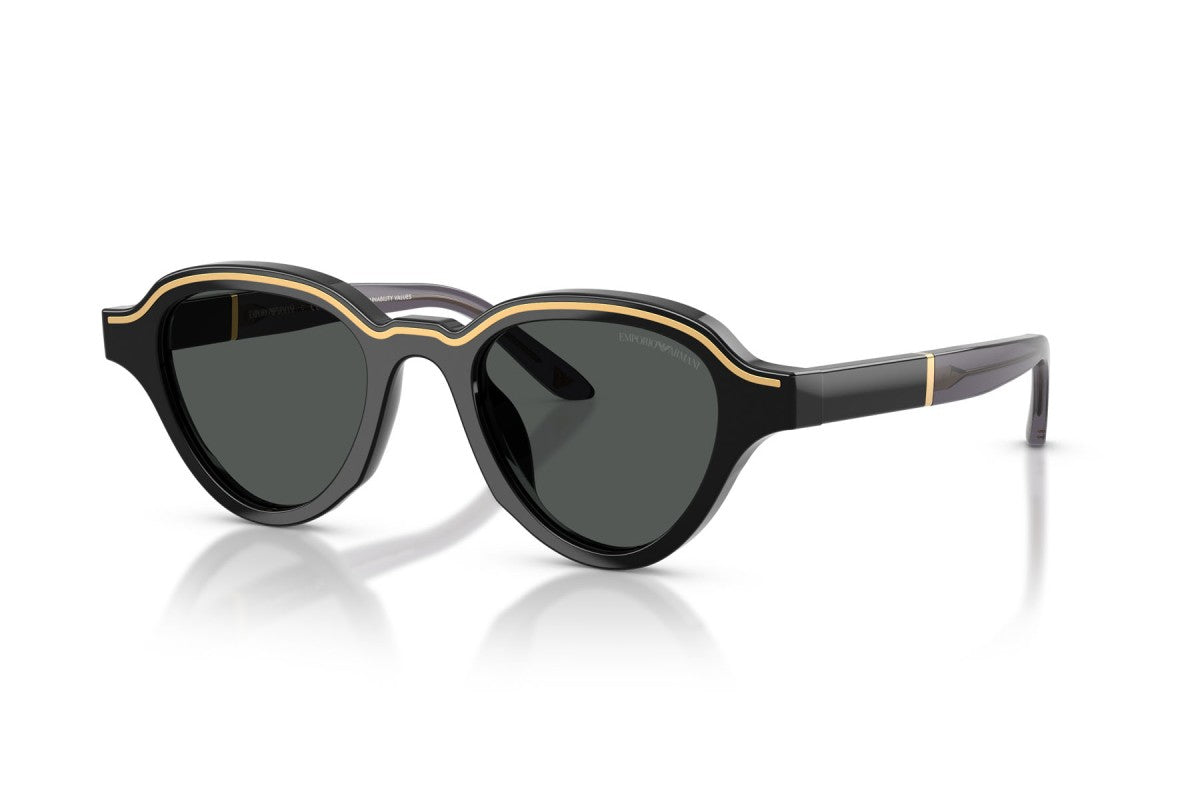 Emporio Armani EA4264/S Geometric Sunglasses in Dark Grey / Glossy Black, angle view