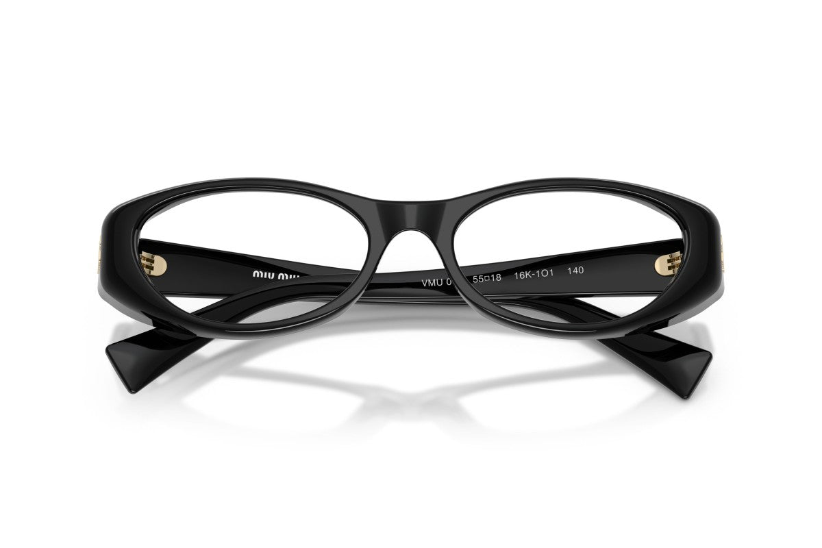Miu Miu MU03ZV Oval Eyeglasses in Black, detail view
