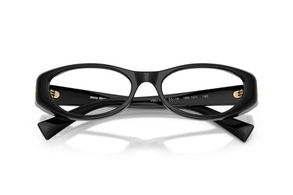 Miu Miu MU03ZV Oval Eyeglasses in Black, detail view