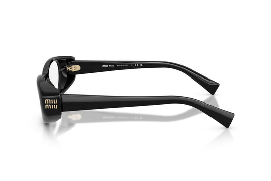 Miu Miu MU03ZV Oval Eyeglasses in Black, side view