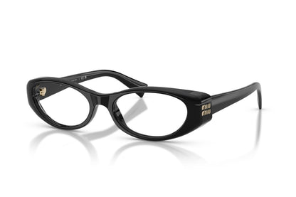 Miu Miu MU03ZV Oval Eyeglasses in Black, angle view