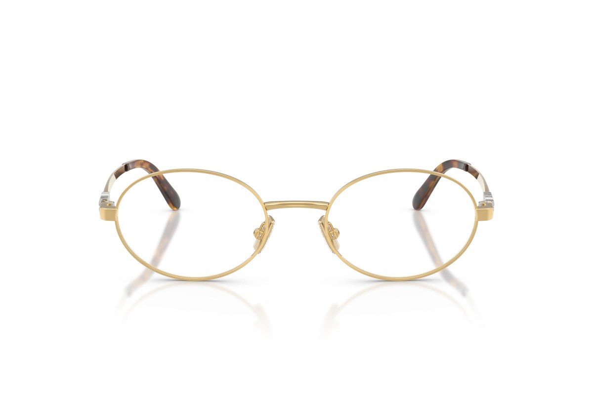 Miu Miu MU50ZV Oval Eyeglasses in Clear Gold, angle view